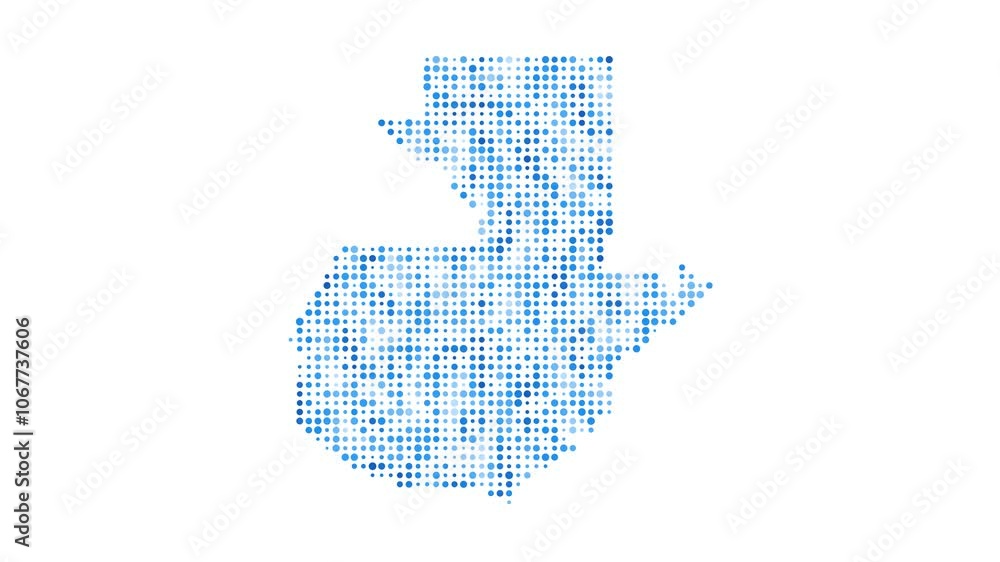Poster guatemala dotted digital map. map of guatemala with pulsating colored circles. shape of the country 