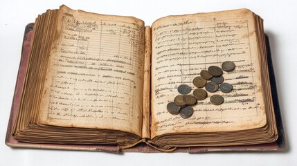 Obraz premium Bank deposit book with entries and balances