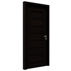 3d render black wooden door with transparent background