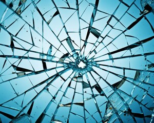 Shattered Glass Texture, Broken Glass Background With A Close Up Of Cracks On A Damaged Surface