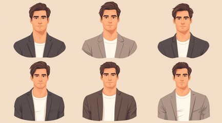 Fototapeta premium Set of Male Avatar Icons in Business Suits