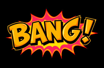 Bang! in colorful retro comic style, pop art style
