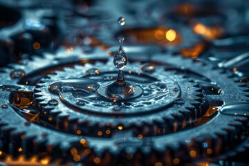 A beautifully rendered mechanical cog and gears illuminated from above.