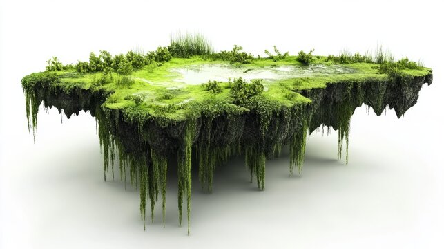 Algae platform on white background without shadows aspect ratio 169