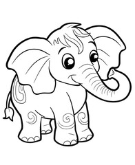 Naklejka premium Adorable Elephant Coloring Page for Kids