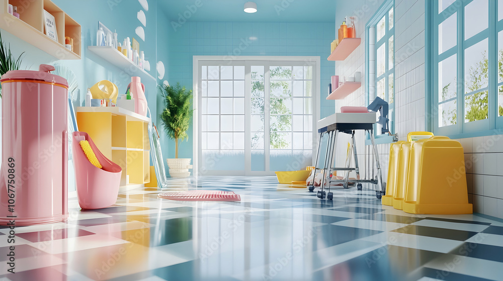 Poster advertisement for cleaning service emphasizing hygiene and efficiency in various spaces -