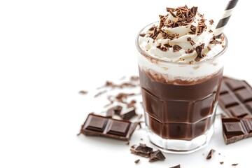Iced Chocolate Drink with Creamy Topping and Shavings