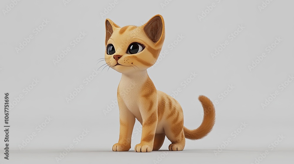 Poster charming close-up portrait of an orange striped cat in a playful pose generative ai