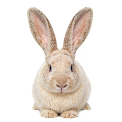 Fototapeta premium Adorable bunny headshot with soft ears and pink nose on white background