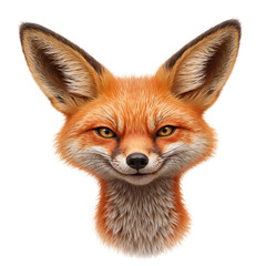 Obraz premium Sly fox with orange fur sharp ears and mischievous grin on white background