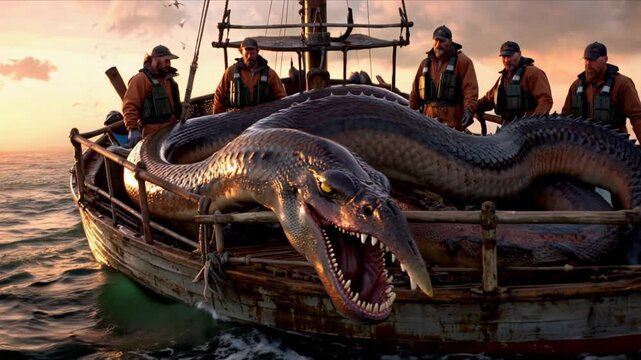 fishermen catch leviathan sea monster