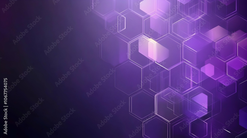 Poster futuristic purple hexagonal abstract geometric backdrop with copy space -