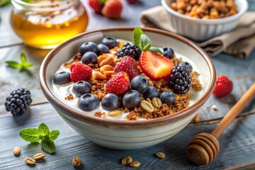 yogurt with berries, generative ai, ai generated