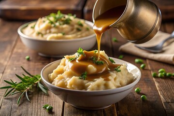 mashed potato in a bowl, generative ai, ai generated