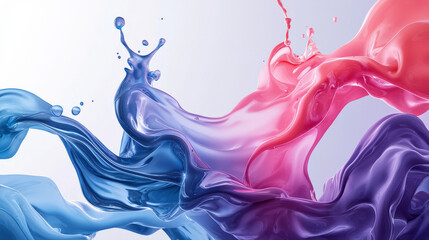 Fototapeta premium Fluid abstract shapes in vibrant blue and pink colors create dynamic visual. flowing liquid forms evoke sense of movement and energy, perfect for artistic projects