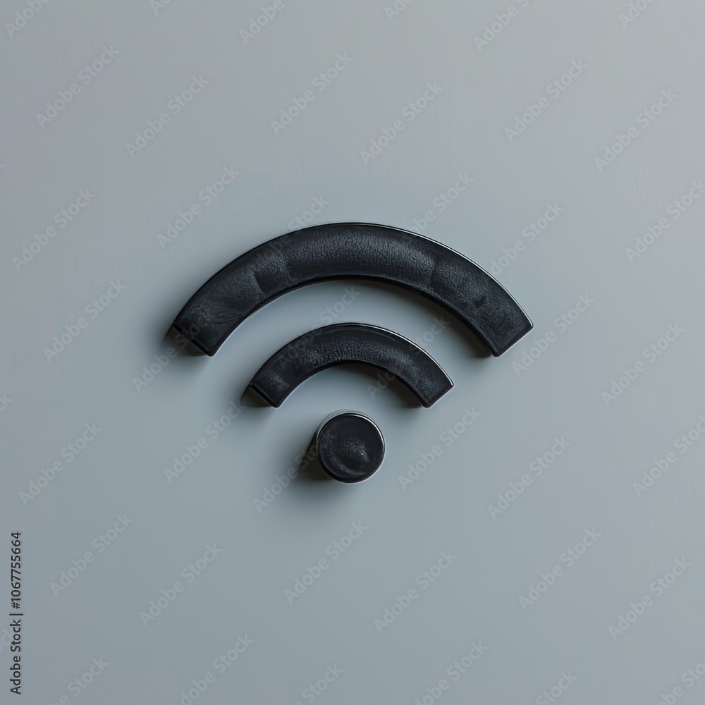 Poster a minimalist representation of a wireless signal consists of three arcs and a small circle, crafted 