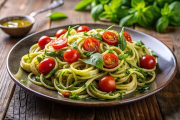pasta with tomato and basil, generative ai, ai generated