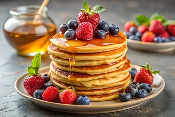 pancakes with berries, generative ai, ai generated