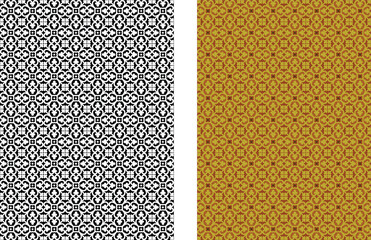 set of colored and black and white seamless patterns geometric Islamic art arabesque.