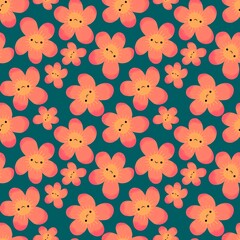 Abstract floral seamless retro flower pattern for fabrics and linens