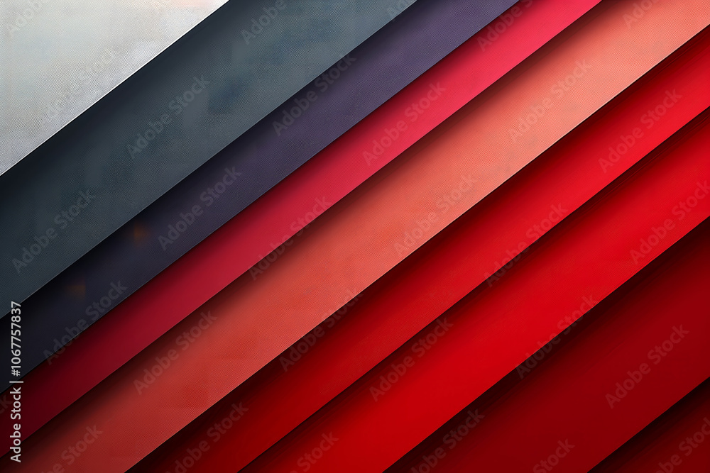 Poster a series of diagonal stripes in varying shades of gray and red create a dynamic and vibrant pattern.