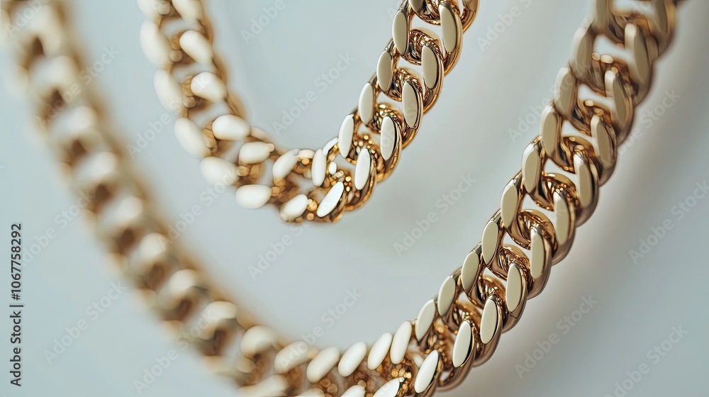 Poster elegant gold chain necklaces displayed on a minimalist background generative ai