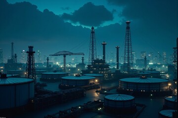 Obraz premium Oil Terminal at Night