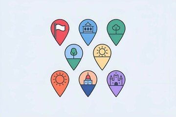 Fototapeta premium Comprehensive Set of Address Place Icons and Symbols for Location Mapping