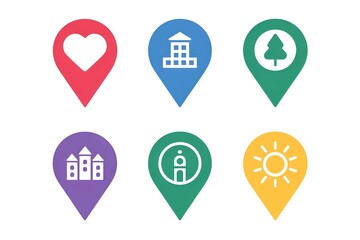 Comprehensive Set of Address Place Icons and Symbols for Location Mapping