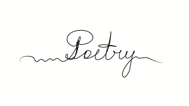Poetry, text. One line drawing doodle hand drawn. Video 4k  object illustration, minimalism hand drawn sketch design modern new