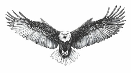 Obraz premium Hand-Drawn Eagle Clipart with Spread Wings for Nature and Wildlife Designs, Ideal for Logos and Educational Materials . 4k image