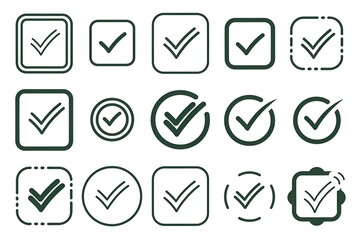 check box icon with correct, accept checkmark icons green tick box