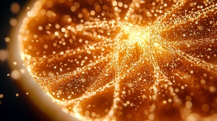 Cross-section of fruit grain showing a radiant DNA helix at the center, scientific symbolism with soft luminescence