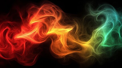 Fototapeta premium A Vivid Abstract Background of Colorful and Swirling Smoke-Like Formations on a Black Background