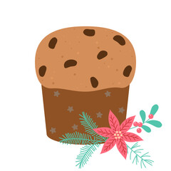 Panettone Italian Christmas cake. Sweet bread with raisins originally from Milan, Christmas and New Year food