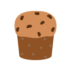 Panettone Italian Christmas cake. Sweet bread with raisins originally from Milan, Christmas and New Year food