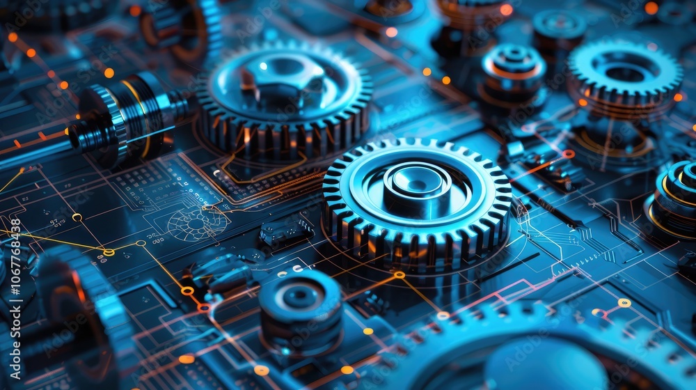 Poster 3d model of abstract details in cad interface, part engineering design in digital computer software.
