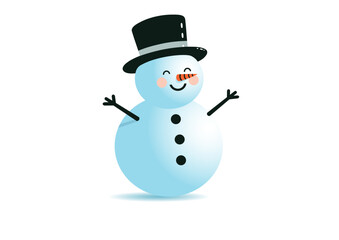 New Years snowman joyfully spread his arms