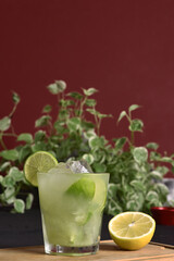 lemon drink, brazilian caipirinha refreshing and alcoholic citrus fruit drink