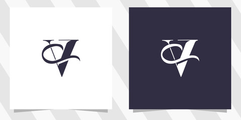 letter vc cv logo design