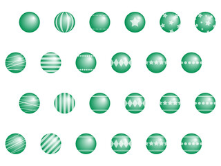 光沢クリスマスボールオーナメントアイコンフルセットB：緑