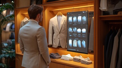 Innovative mirror technology for analyzing body measurements in a modern clothing store
