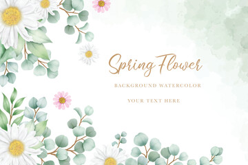 Hand drawn watercolor daisy flower background design