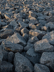 the artificial embankment or bank made of huge granite blocks