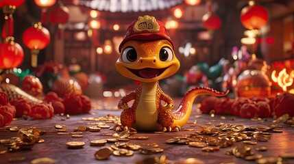 Charming Dragon Character in Festive Setting