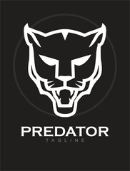 Fearless Panther in the dark. Roaring Predator. Roaring Puma. Cougar head.