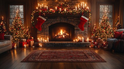 Cozy Christmas Living Room with Beautifully Decorated