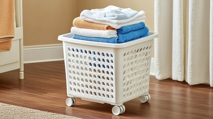 Freshly Laundered Towels in a Laundry Basket