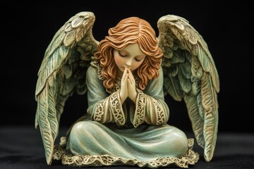 A praying Christmas angel figurine, embodying the spirit of faith and hope during the holiday.