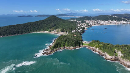 Sepultura Beach At Bombinhas In Santa Catarina Brazil. Beach Landscape. Nature Seascape. Travel Destination. Sepultura Beach At Bombinhas In Santa Catarina Brazil. Turquoise Water.